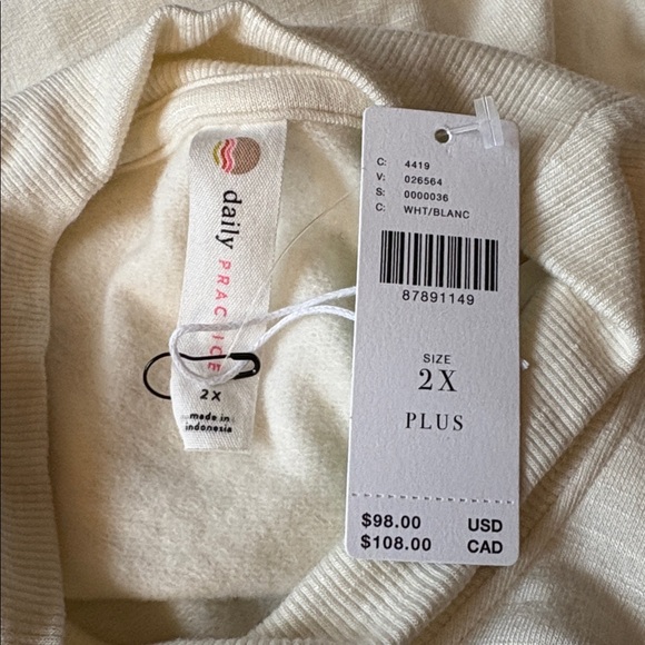 NWT Daily Practice by Anthropologie Mock-Neck Ruched Midi Dress Women’s 2X White - Picture 8 of 9